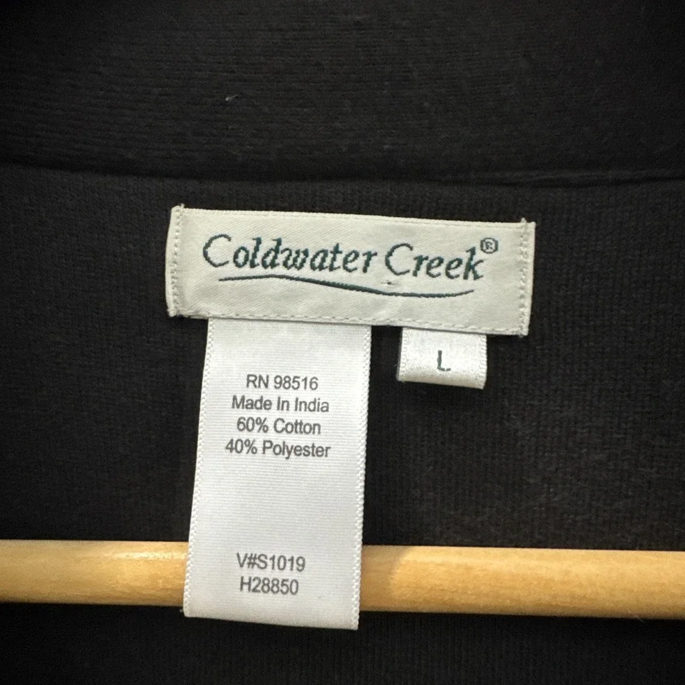 Coldwater Creek Cardigan Sweater size Large Beaded Black Jacket Art to Wear - Picture 2 of 9